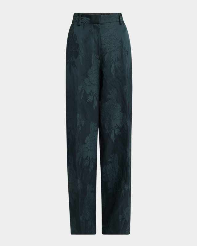 Paxy Floral Jacquard Metallic Pants